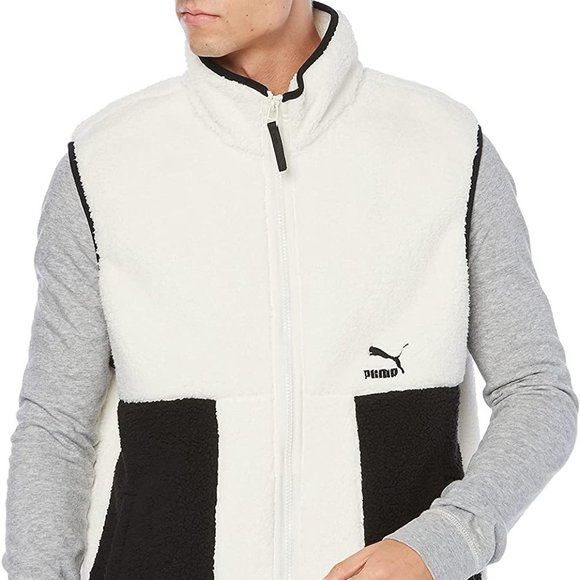 Puma 531708 CLSX  Sherpa Gilet Vest Off-White / Black - Picture 5 of 8